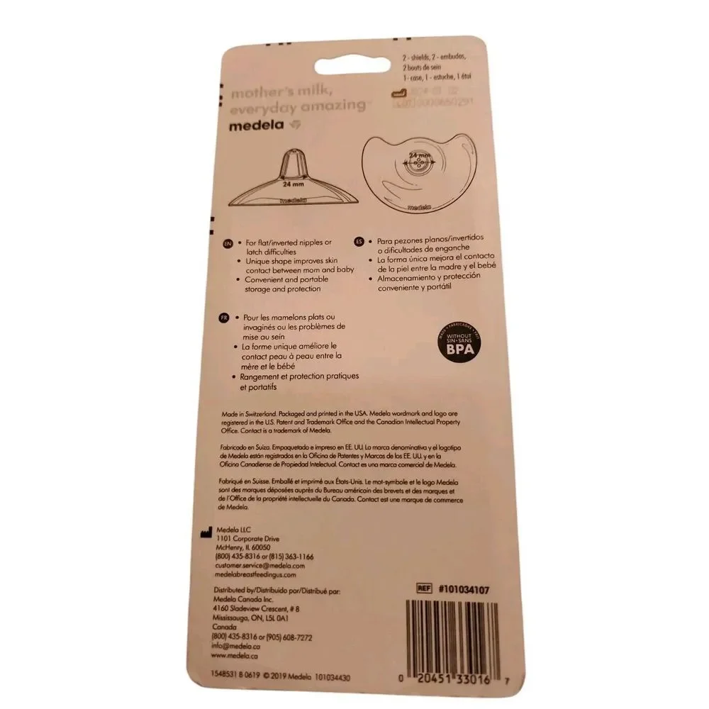 Medela Contact Nipple‎ Shields (L) 24mm for Breastfeeding Latching Difficulties